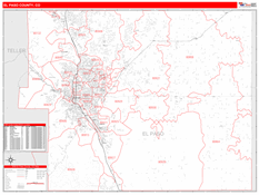 El Paso County, CO Digital Map Red Line Style